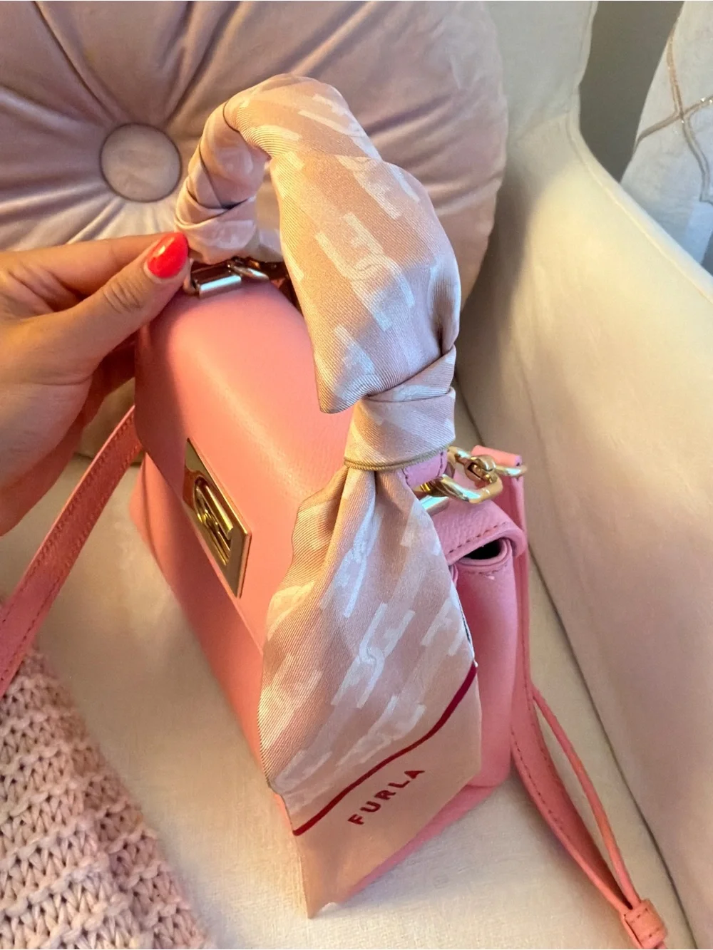 Furla 1927 Mini Top Handle Bag with Silk Furla Scarf